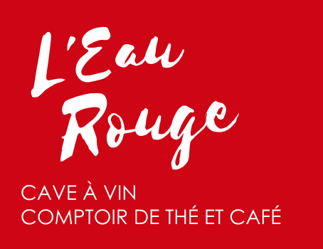 Logo Eau Rouge avec Slogan "Cave à Vin / Comptoir de thé et café"
